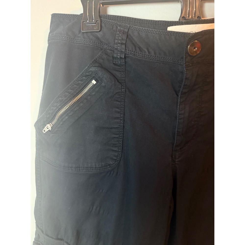 Fashion Bug Womens Black Cargo Capri Pants Size 12 Adjustable Toggle Hem Utility - Picture 4 of 10